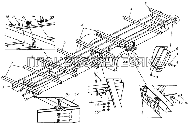 Установка основания и брызговиков МАЗ-437040 (Зубренок)