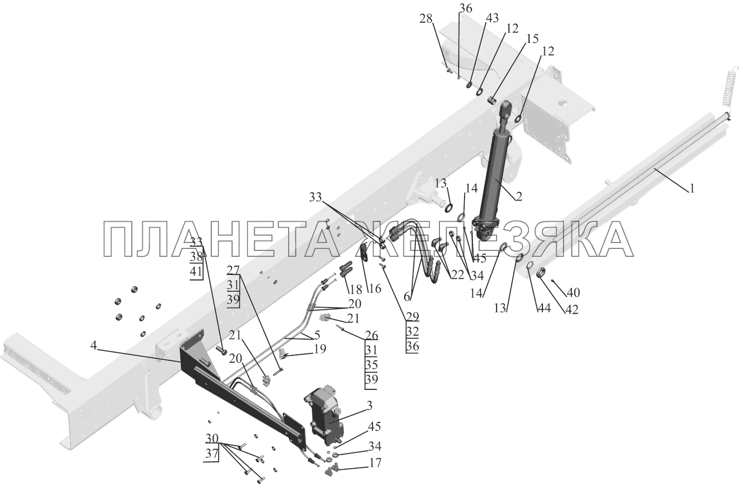 Установка механизма подъема кабины 4370-5000040 МАЗ-437041 (Зубренок)