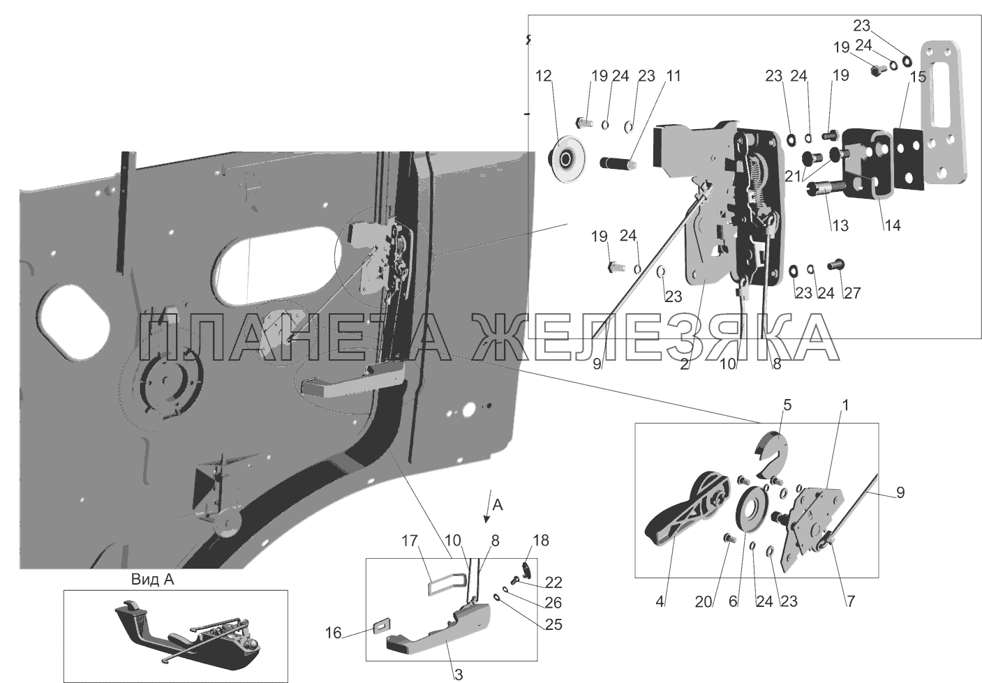 Установка наружной ручки и замка двери МАЗ-437041 (Зубренок)