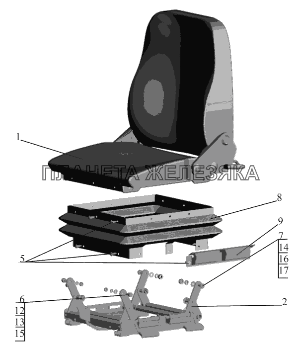 Сиденье водителя 6430-6800010 МАЗ-437041 (Зубренок)