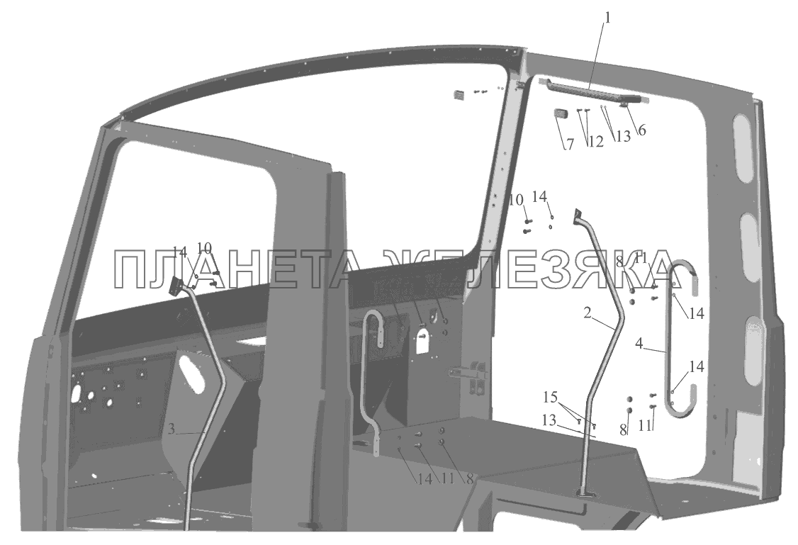 Установка поручней в кабине 64226-8200030-10 МАЗ-437041 (Зубренок)