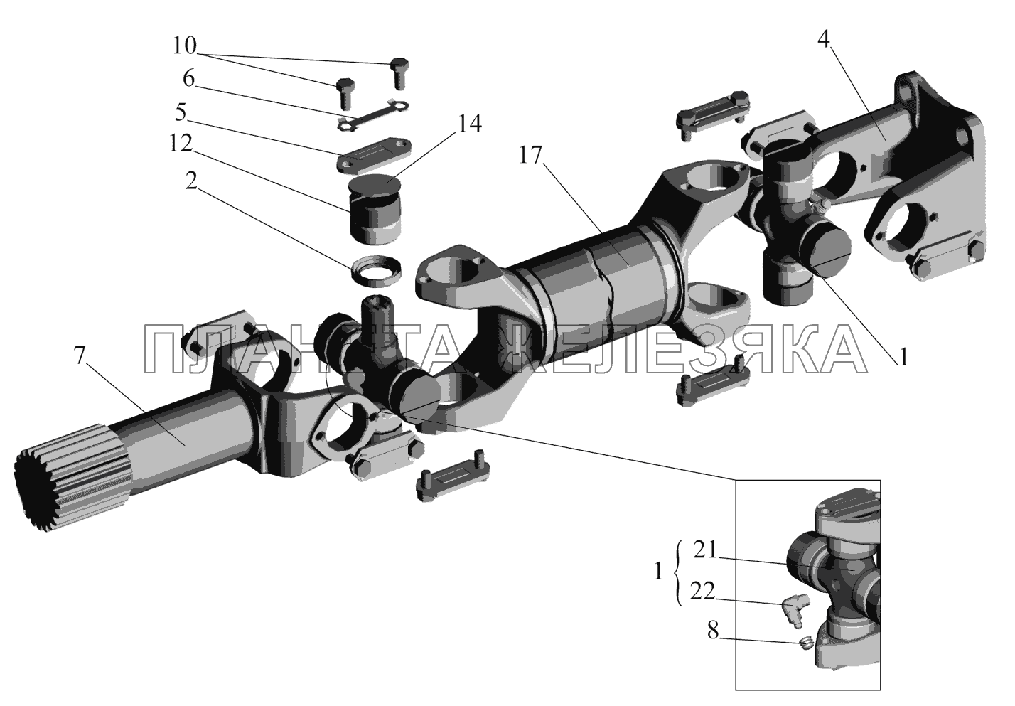 Вал карданный 4370-2201010-010 МАЗ-437041 (Зубренок)