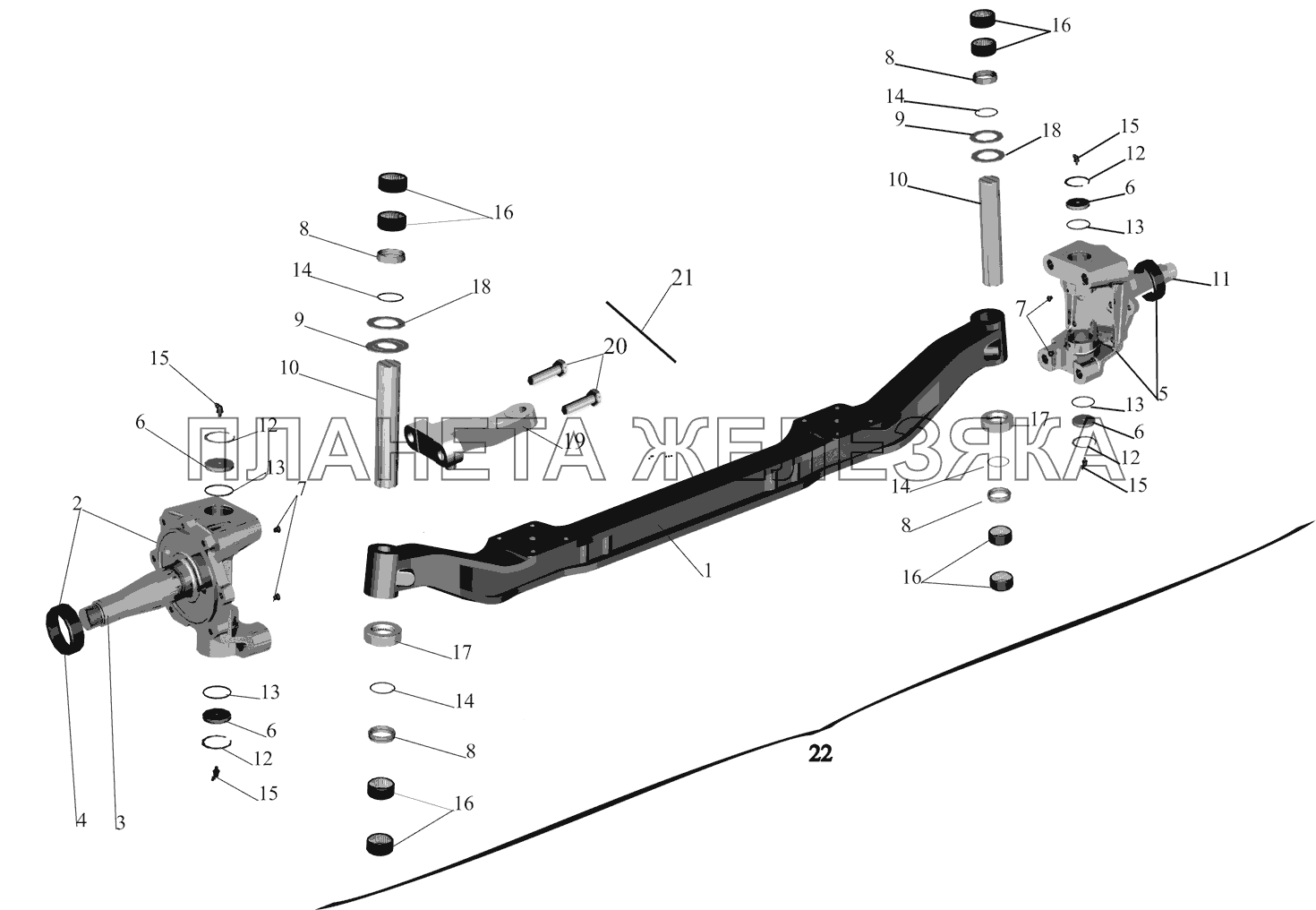 Передняя ось 4570-3000015-010 МАЗ-437041 (Зубренок)