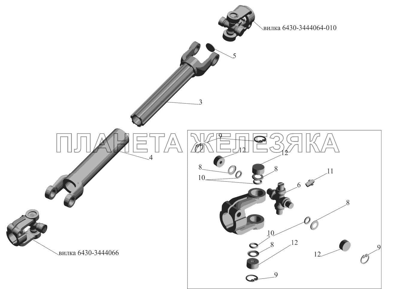 Вал нижний 437040-344450-11 МАЗ-437041 (Зубренок)