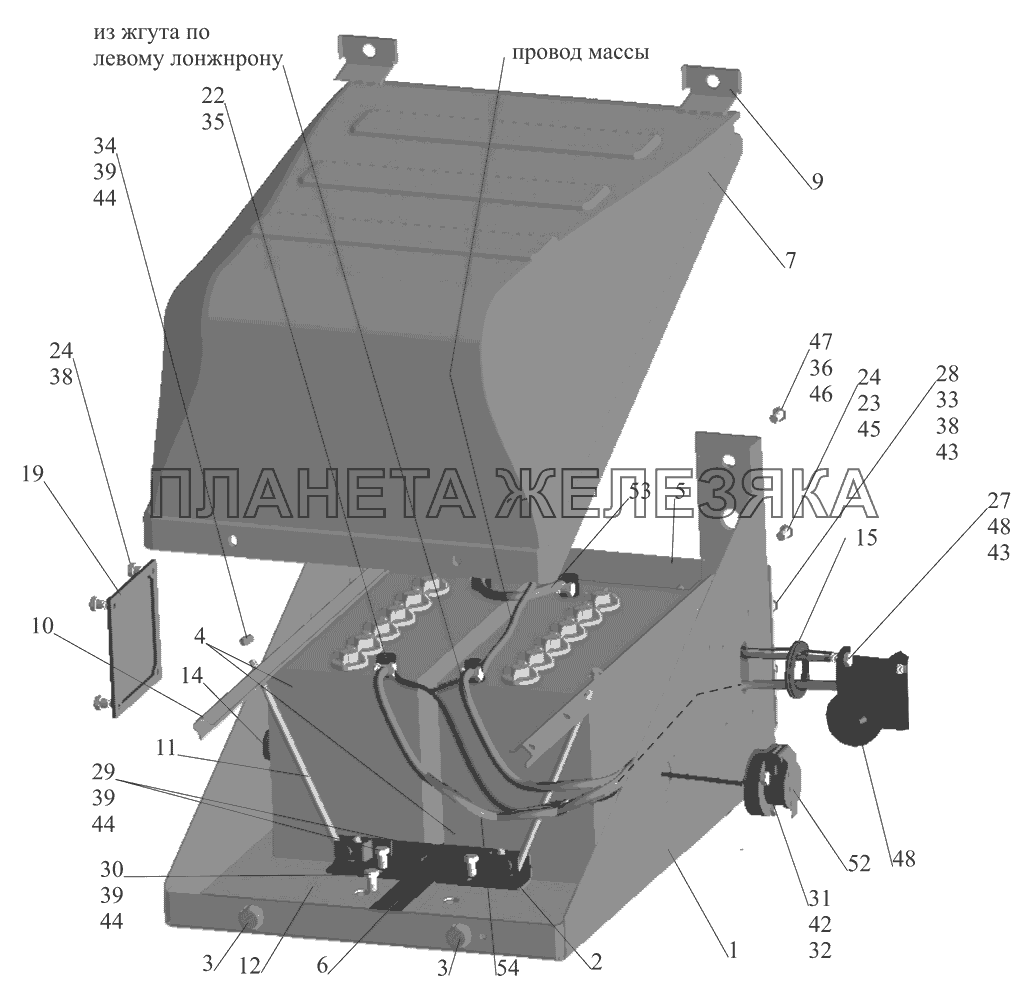 Установка аккумуляторных батарей 437040-3700008-700 МАЗ-437041 (Зубренок)