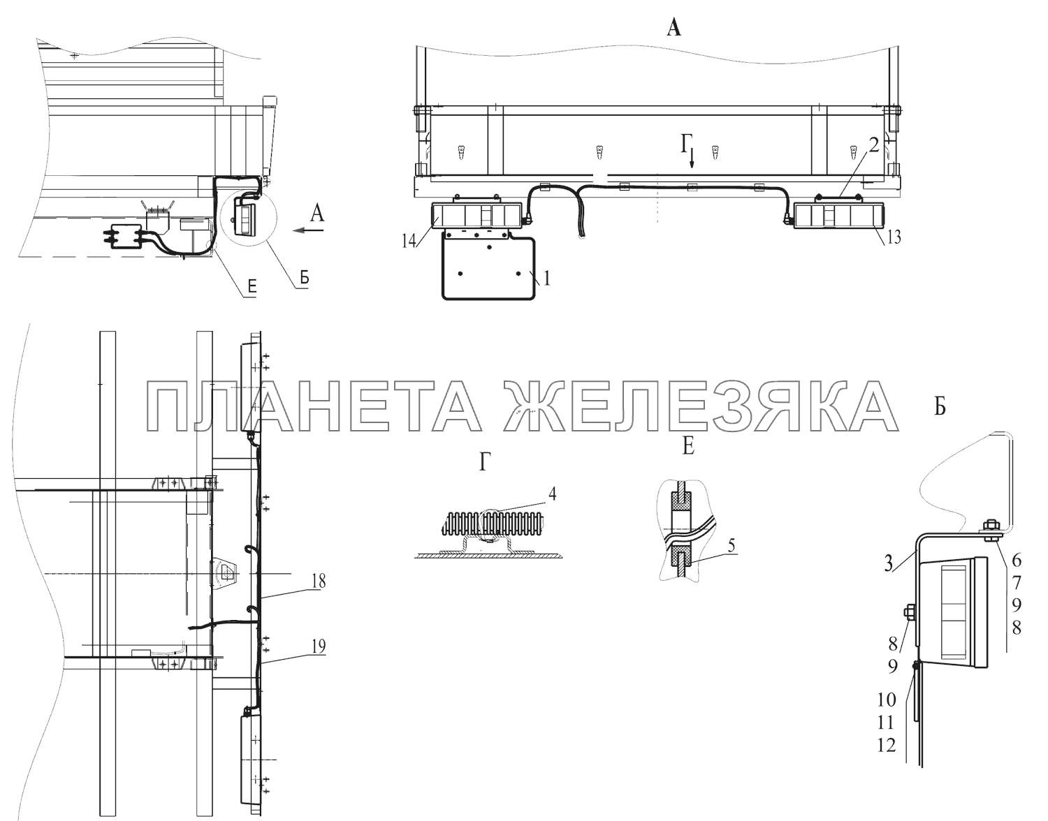 Установка задних фонарей P437041-3700009 МАЗ-437041 (Зубренок)