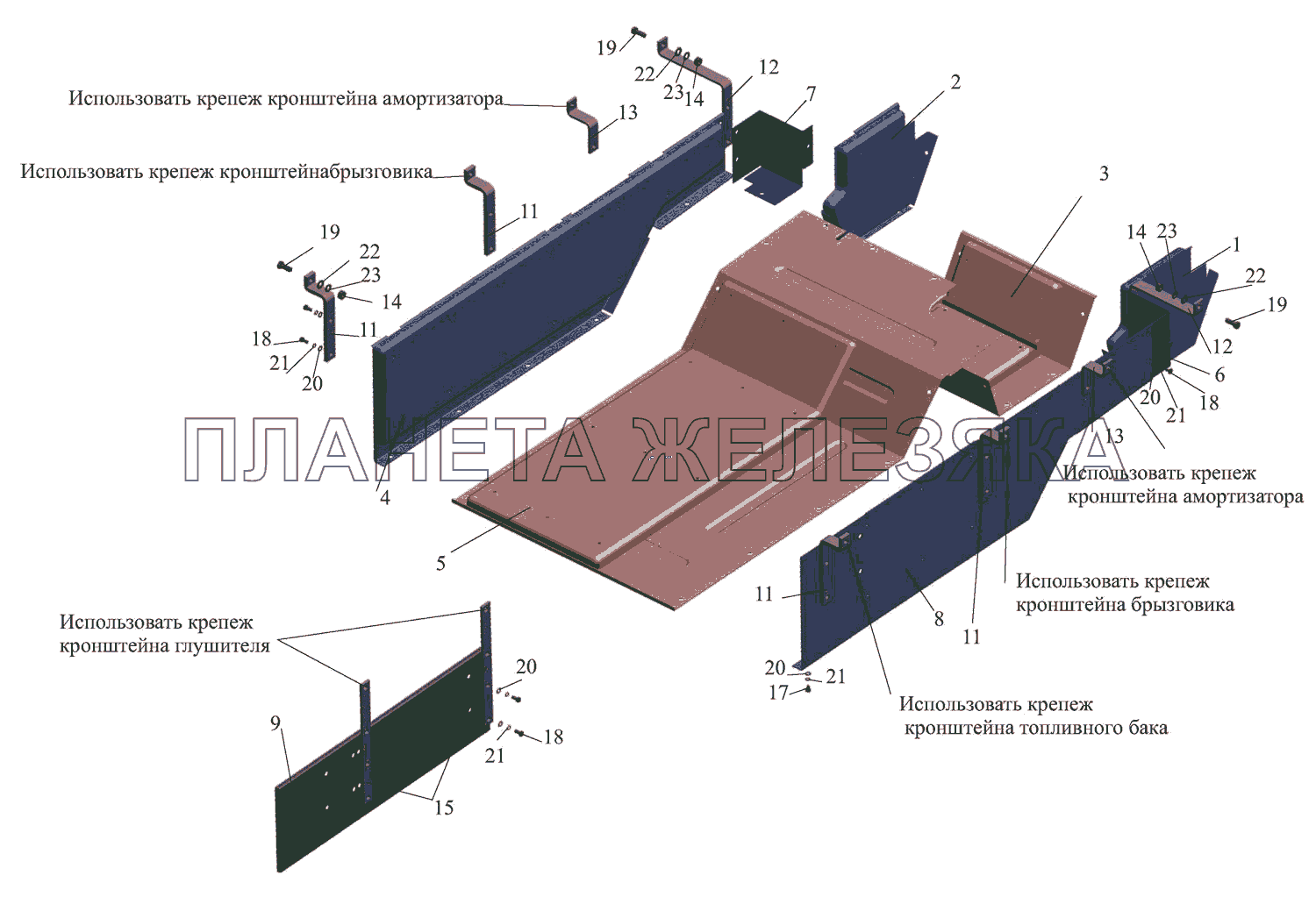 Установка шумоизоляционных экранов 4570-1061004 МАЗ-437043 (Зубренок)