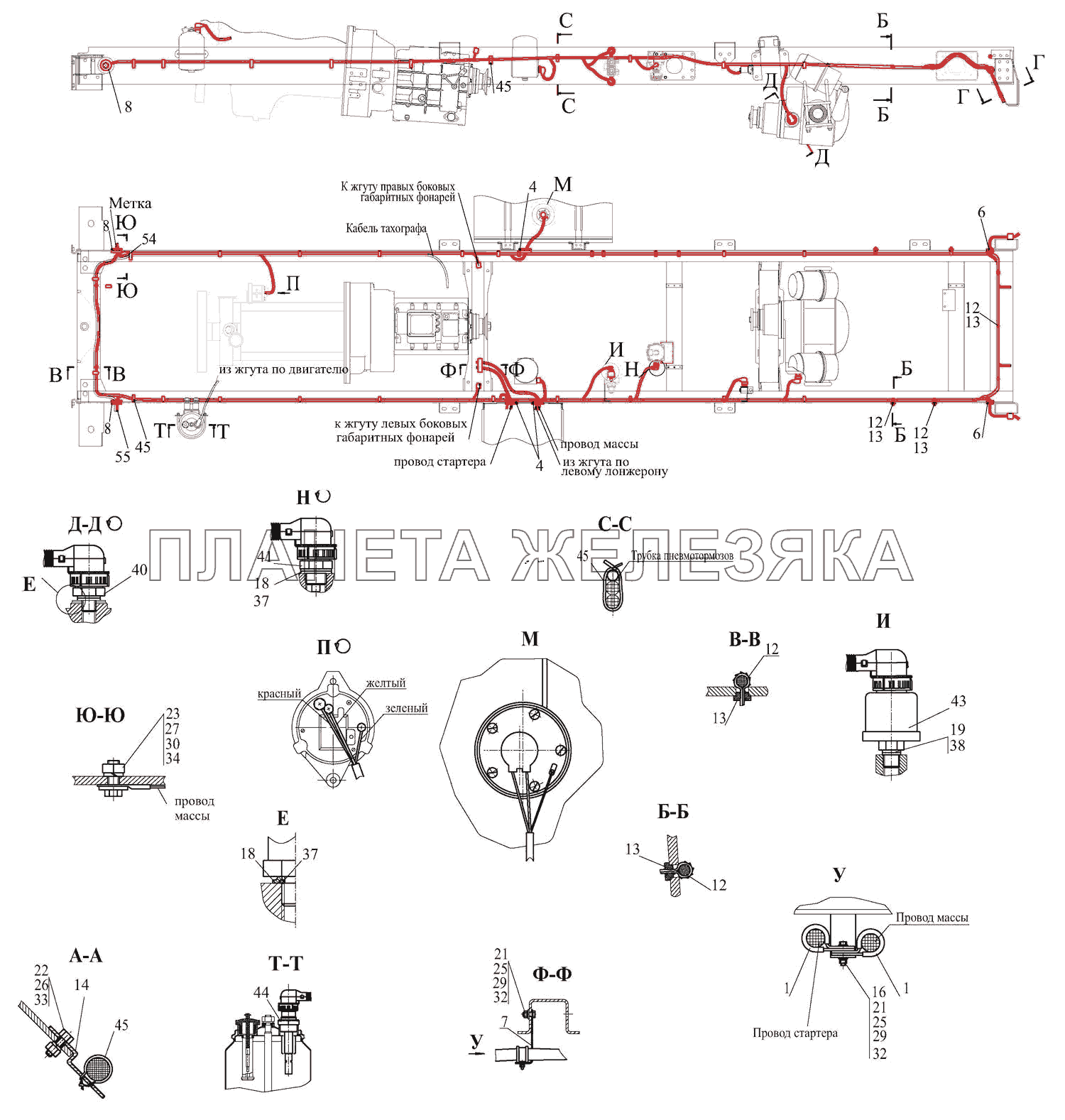 Установка электрооборудования на шасси 437041-3700010-060 МАЗ-437043 (Зубренок)