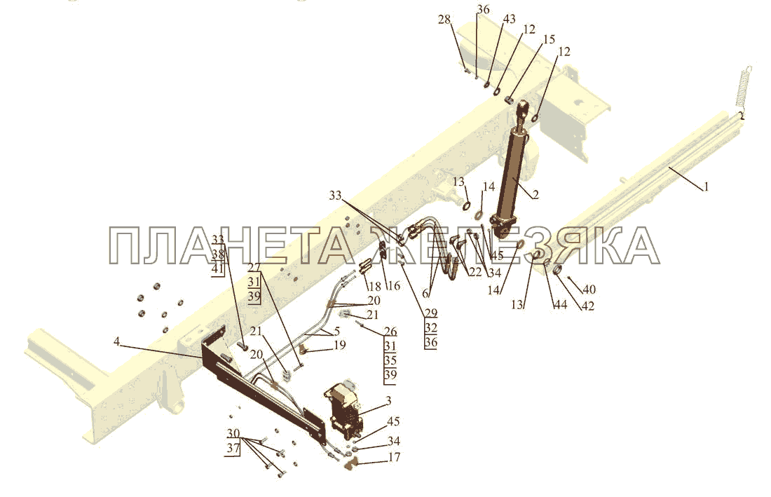 Установка механизма подъема кабины 4370-5000040 МАЗ-437043 (Зубренок)