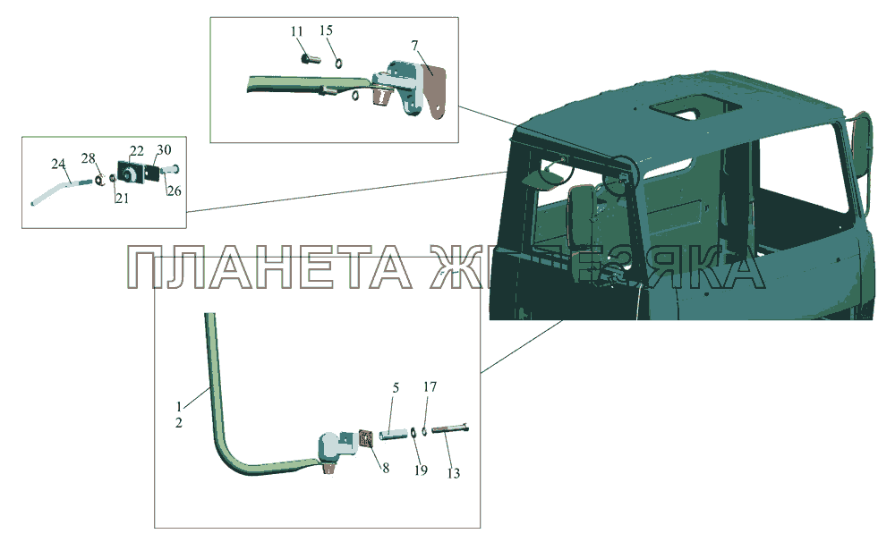 Установка зеркалодержателей 6422-8200008 МАЗ-437043 (Зубренок)