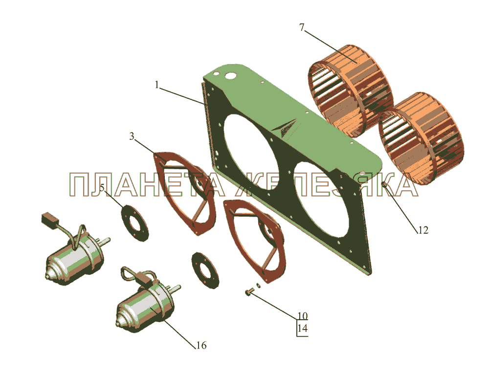 Блок вентиляторный 64221-8118010 МАЗ-437043 (Зубренок)