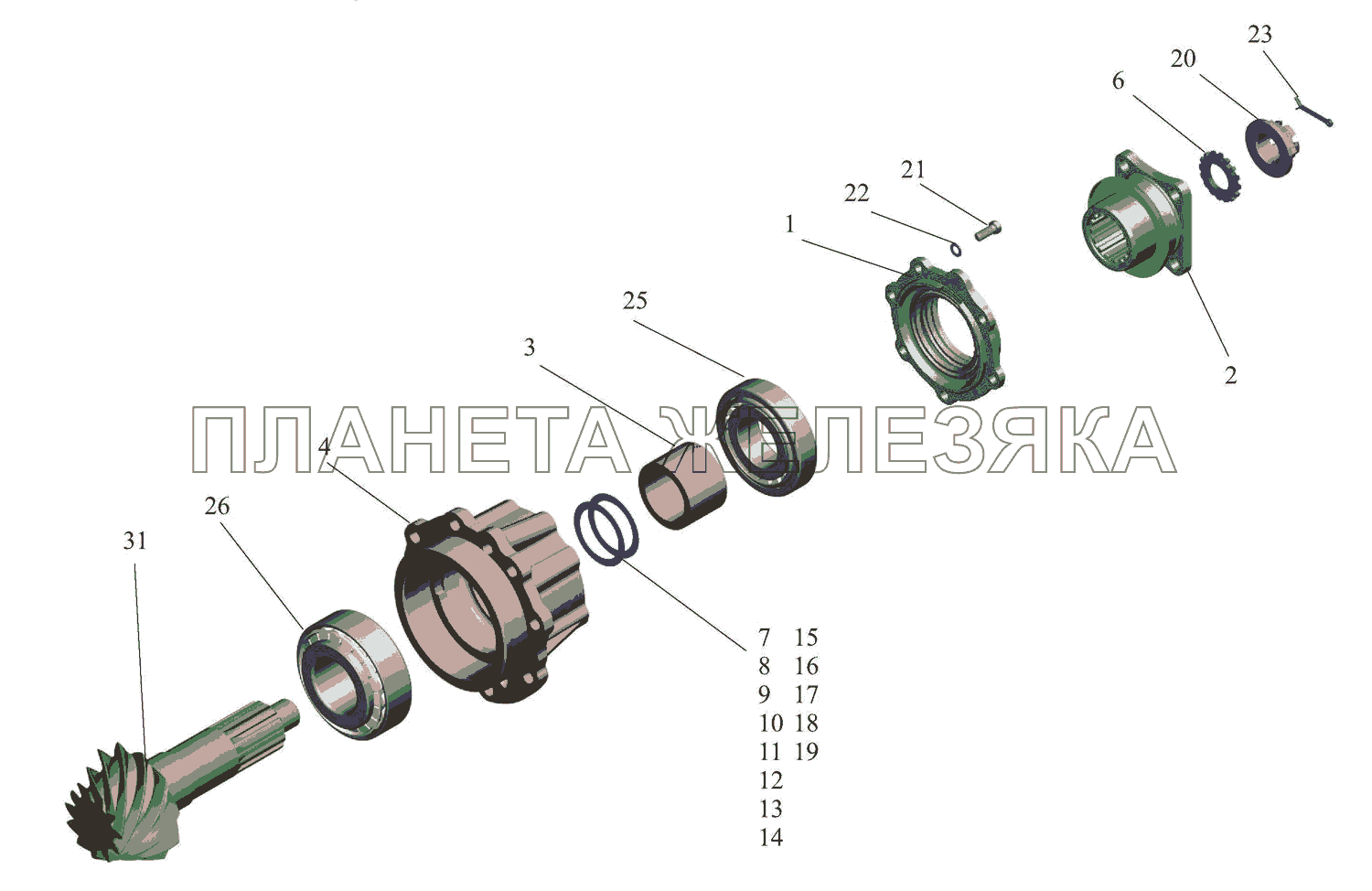 Редуктор заднего моста. Шестерня ведущая.4370-2402021-010, 4370-2402021-020 МАЗ-437043 (Зубренок)