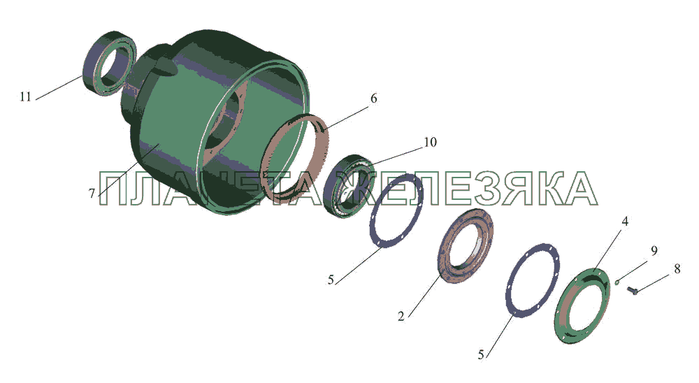 Ступица с крышкой 4370-3104006 МАЗ-437043 (Зубренок)