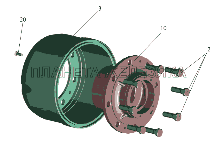 Ступица с барабаном 4370-3104010 МАЗ-437043 (Зубренок)