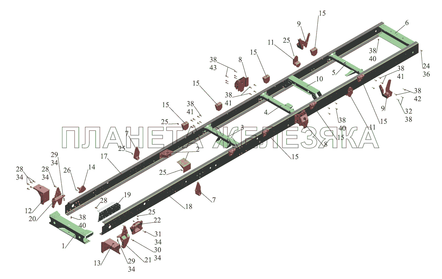 Рама 437043-2801002 МАЗ-437043 (Зубренок)