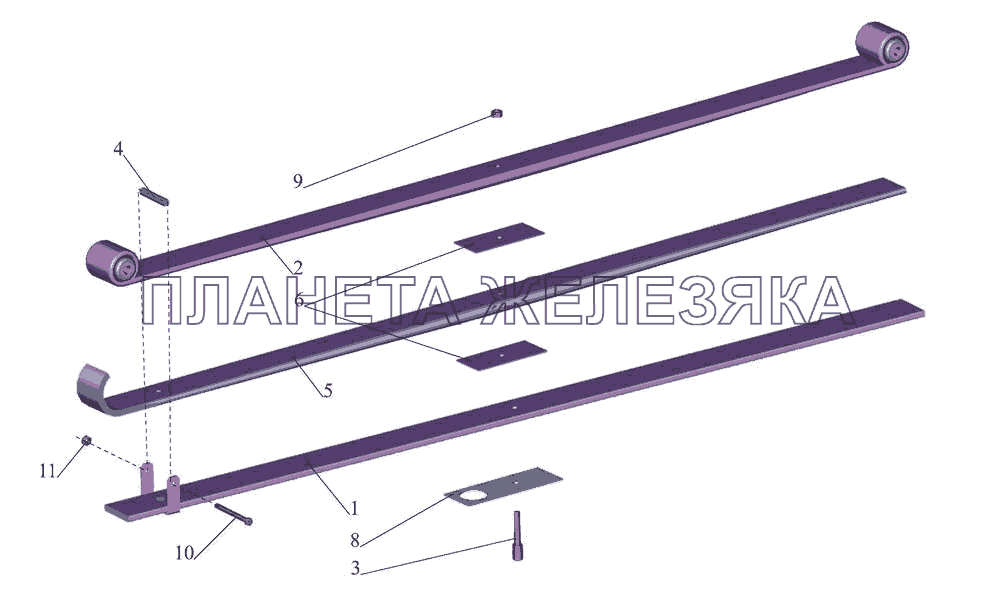 Рессора передняя 4370-2902012-020 МАЗ-437043 (Зубренок) Рессора передняя 4370-2902012-020 МАЗ-437043 (Зубренок)