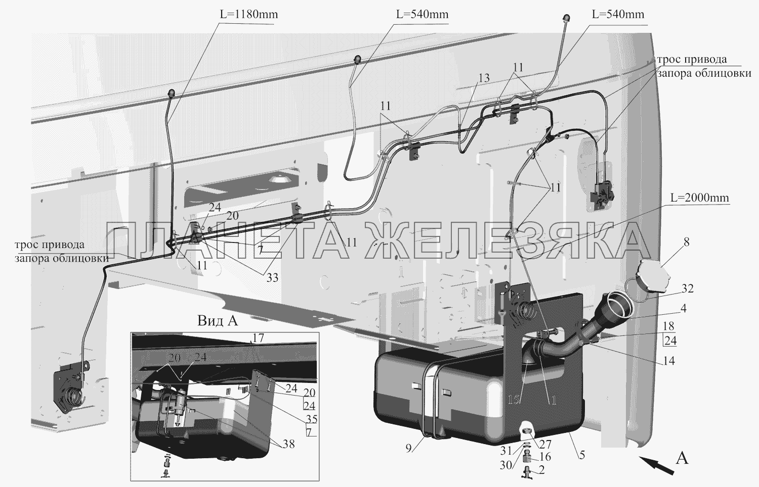 Установка омывателя 6430-5200008 МАЗ-437130 (Зубренок)