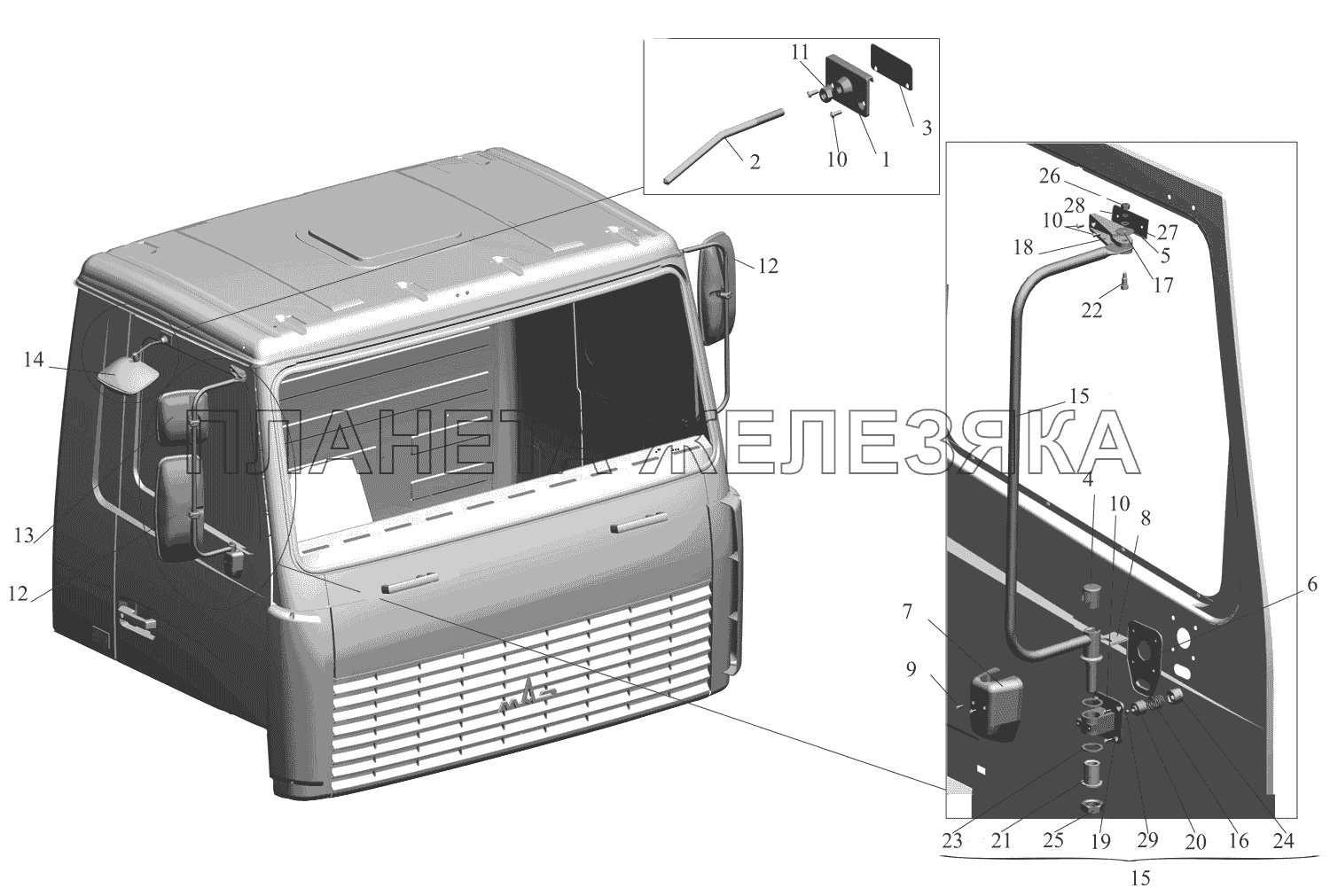 Установка зеркал 6430-8200005 МАЗ-437130 (Зубренок)