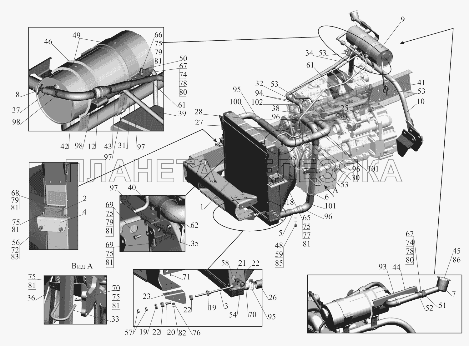 Установка системы охлаждения 437130-1300005 МАЗ-437130 (Зубренок)