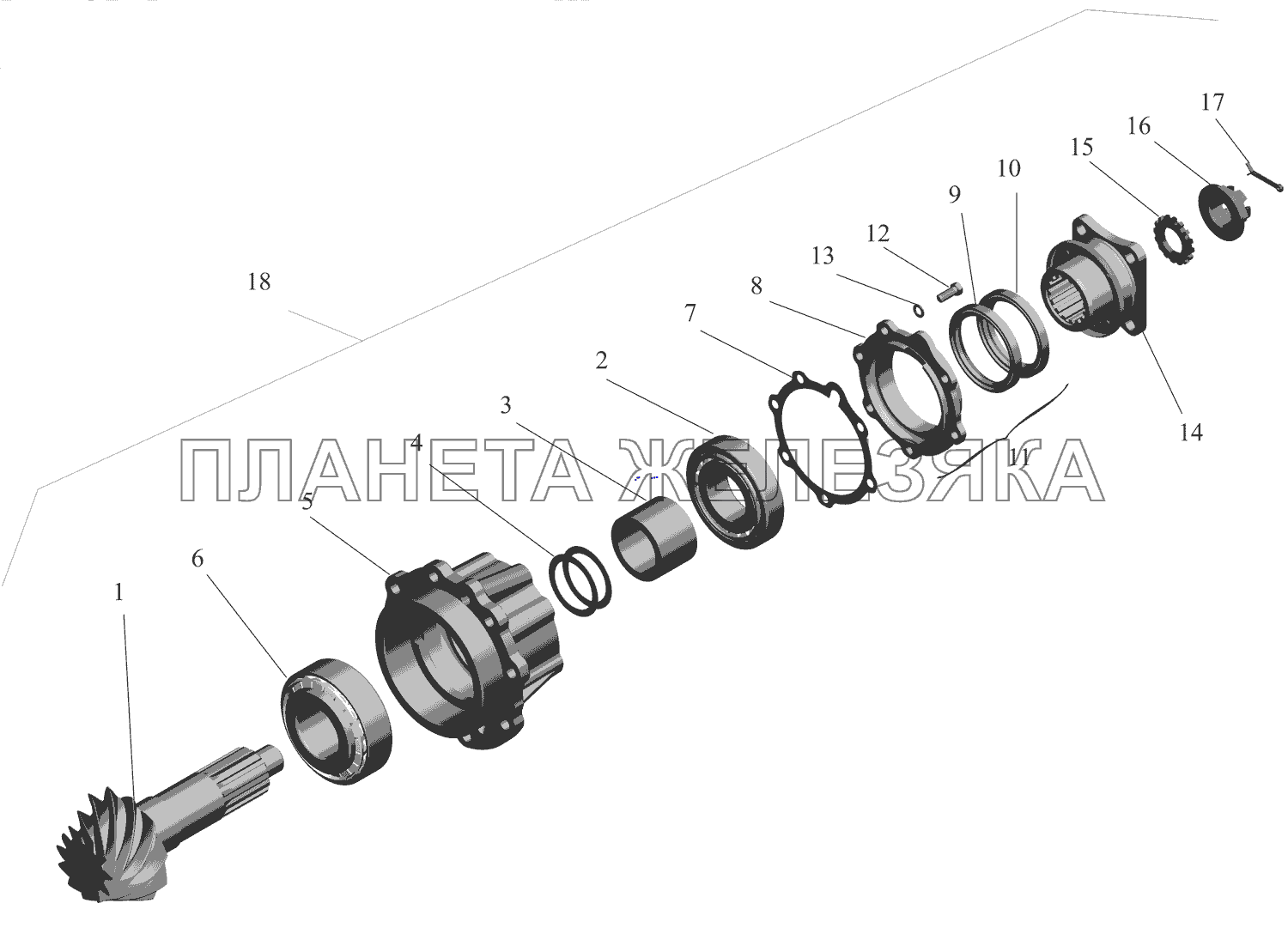 Редуктор заднего моста. Шестерня ведущая МАЗ-437130 (Зубренок)