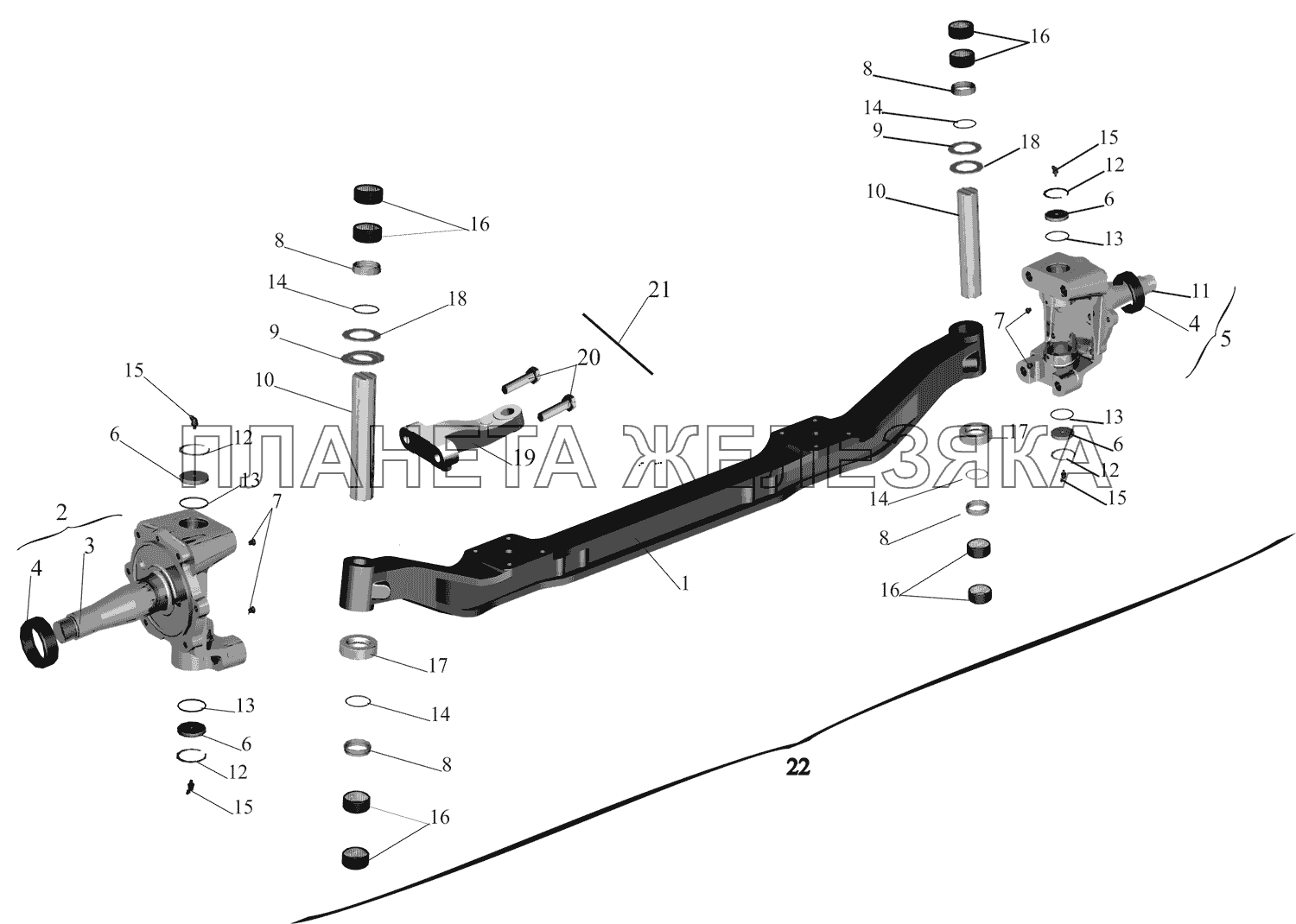 Передняя ось 4370-3000015 МАЗ-437130 (Зубренок)