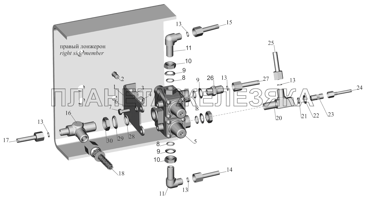 Крепление четырехконтурного клапана 437030-3515002 МАЗ-437130 (Зубренок)