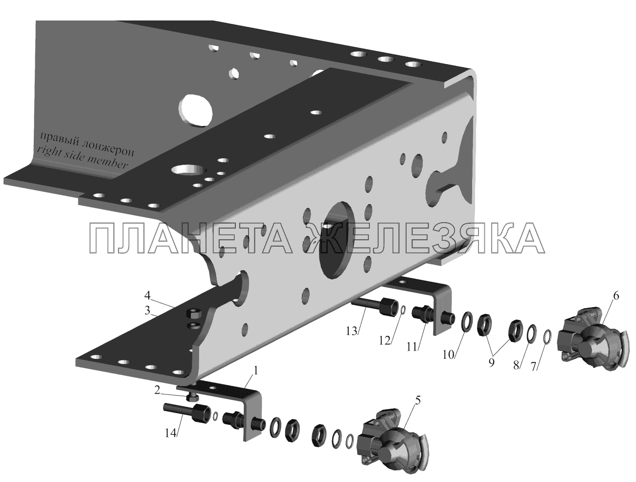 Пневмовыводы к прицепу 63031-3521004 МАЗ-437130 (Зубренок)