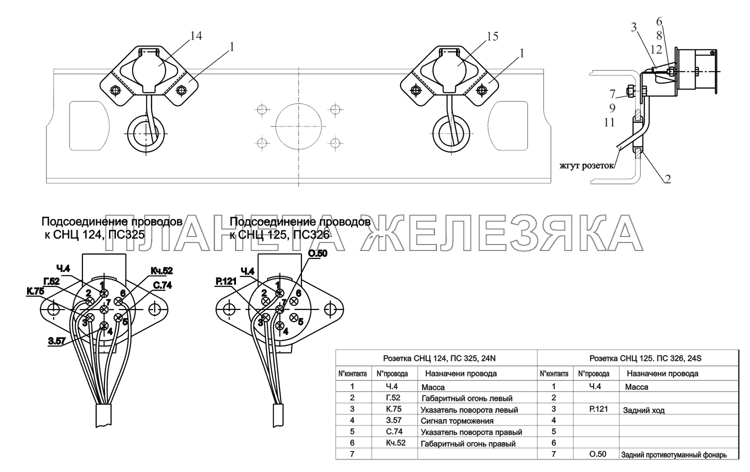 Установка штепсельных розеток 4370741-3700015 (-700) МАЗ-437130 (Зубренок)