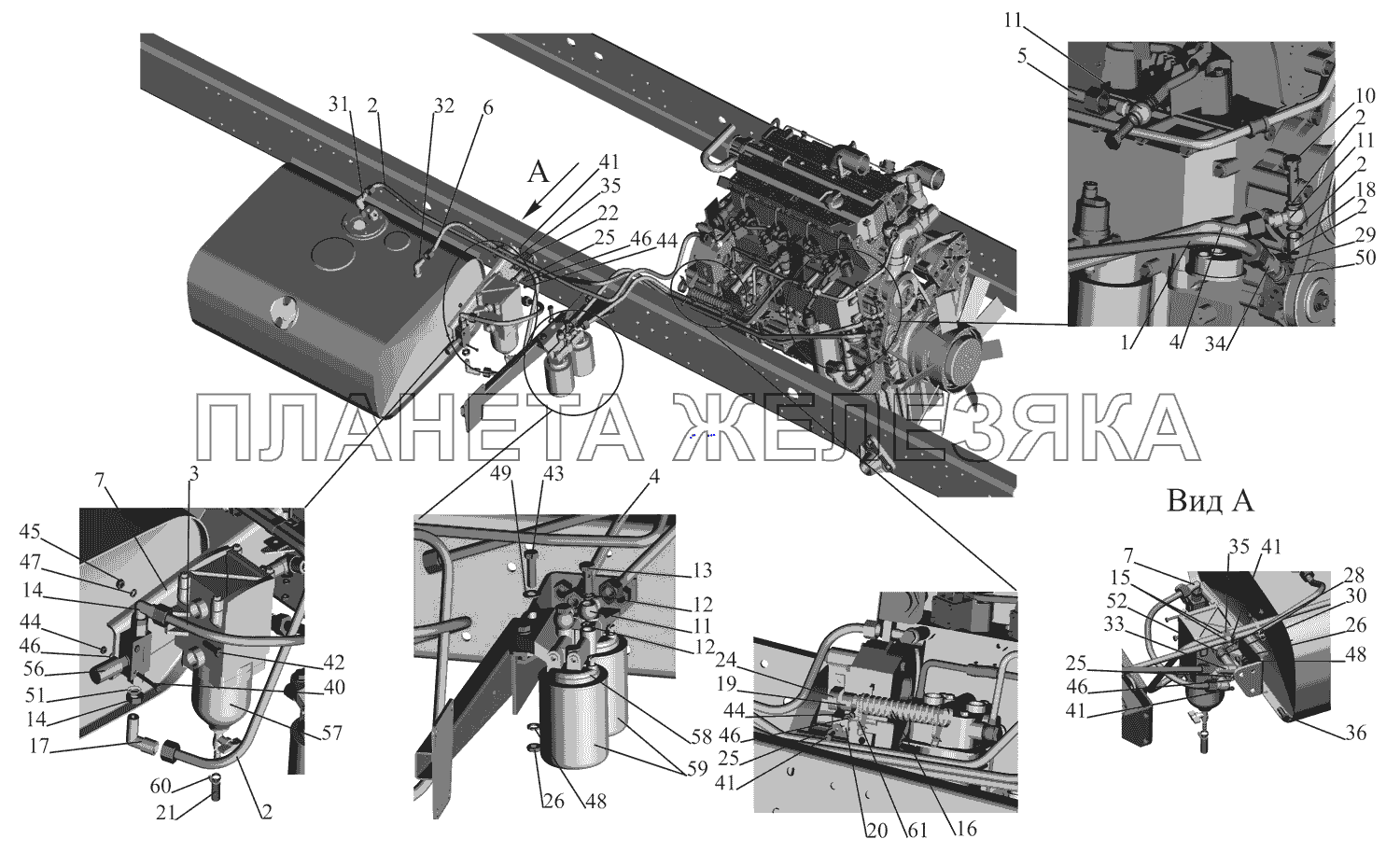 Установка топливопроводов 437030-1104002 МАЗ-437130 (Зубренок)