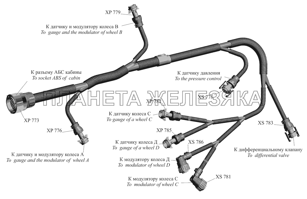 Жгут АБС по шасси 437137-3724760-010 МАЗ-437130 (Зубренок)