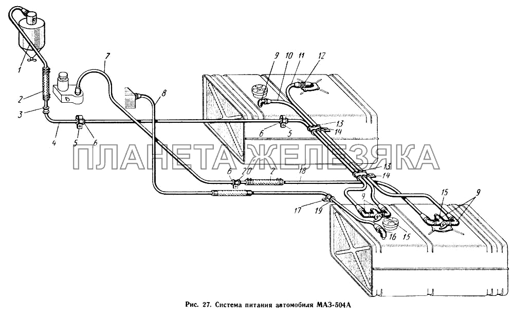Система питания автомобиля МАЗ-504А МАЗ-504А