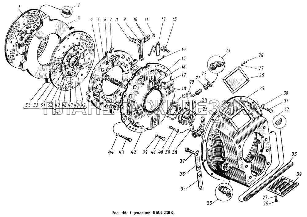 Сцепление ЯМЗ-236К (устанавливается на двигатель с маховиком 236-1005120-Е) МАЗ-500А