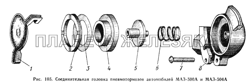 Соединительная головка пневмотормозов Автомобилей МАЗ-500А и МАЗ-504А МАЗ-503А