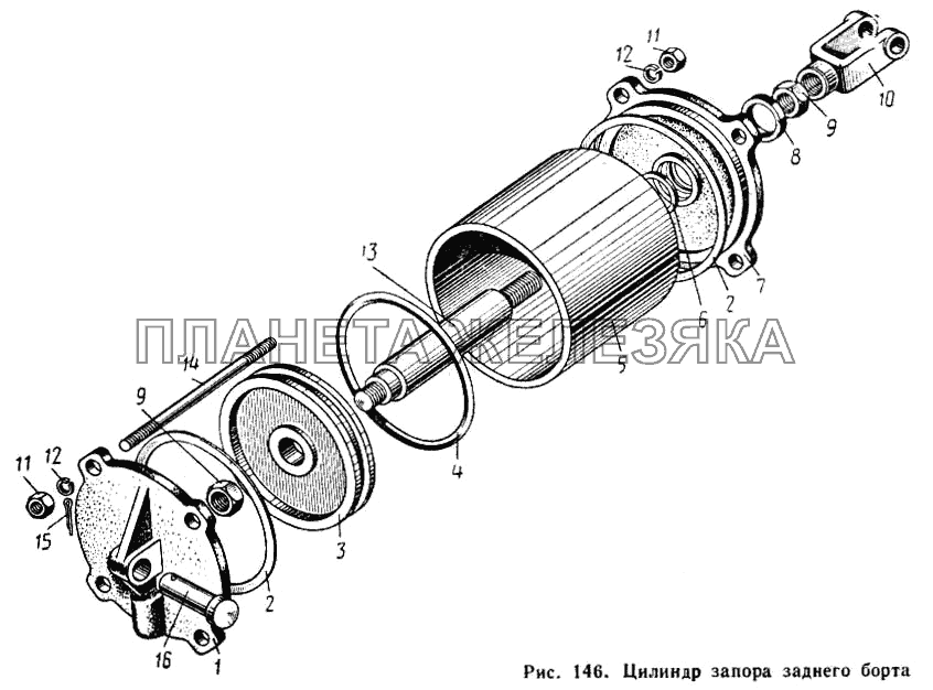 Цилиндр запора заднего борта МАЗ-500А