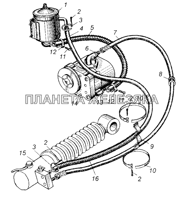 Трубопроводы гидроусилителя рулевого управления МАЗ-504В