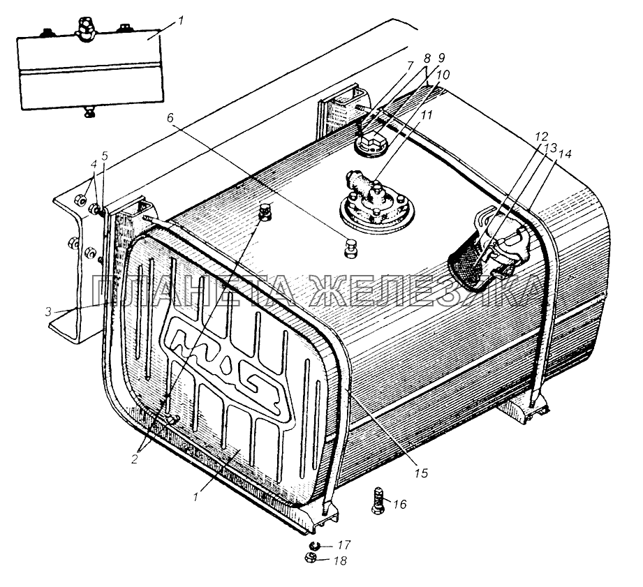Бак топливный и его установка МАЗ-5335, МАЗ-5549, МАЗ-5429 МАЗ-504В