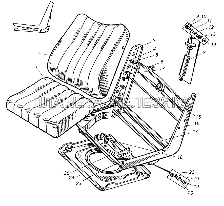 Сиденье переднее МАЗ-5335, МАЗ-5429, МАЗ-504В МАЗ-504В
