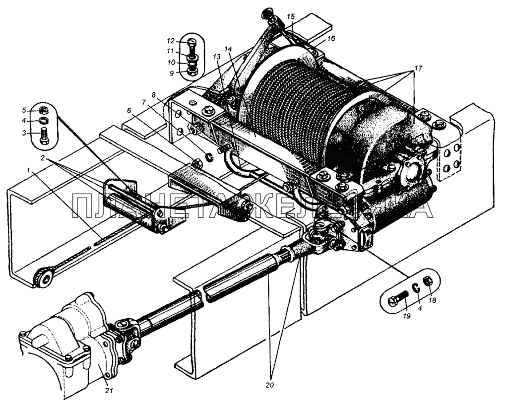 Лебедка, вал карданный лебедки МАЗ-509А МАЗ-504В