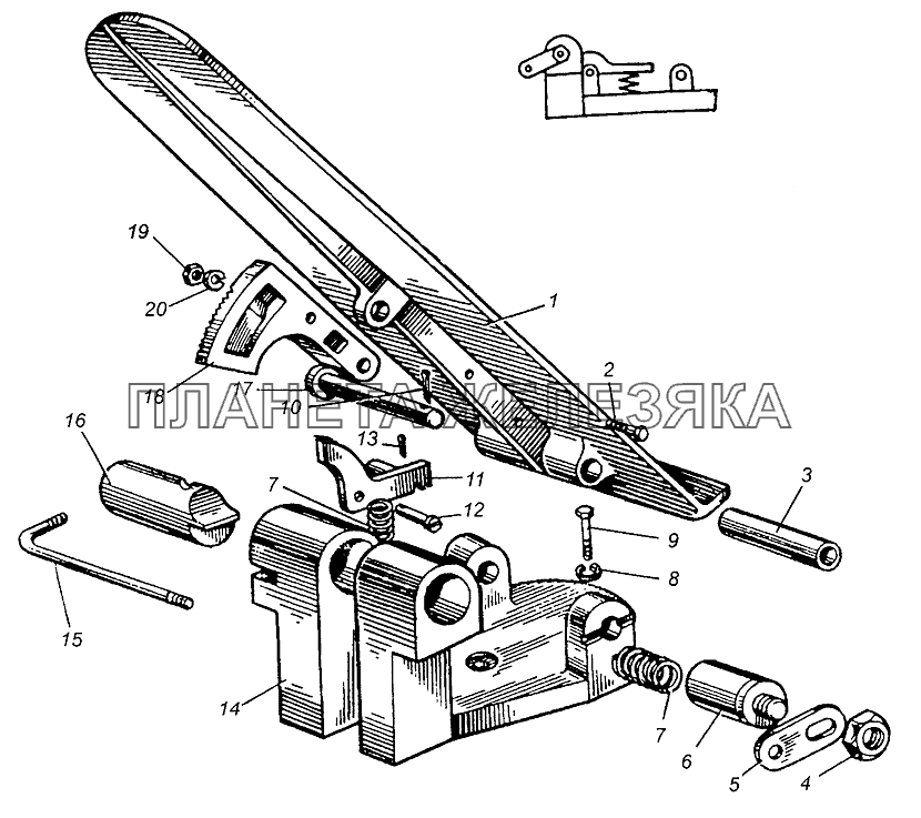 Педаль акселератора и механизм запорный МАЗ-504В