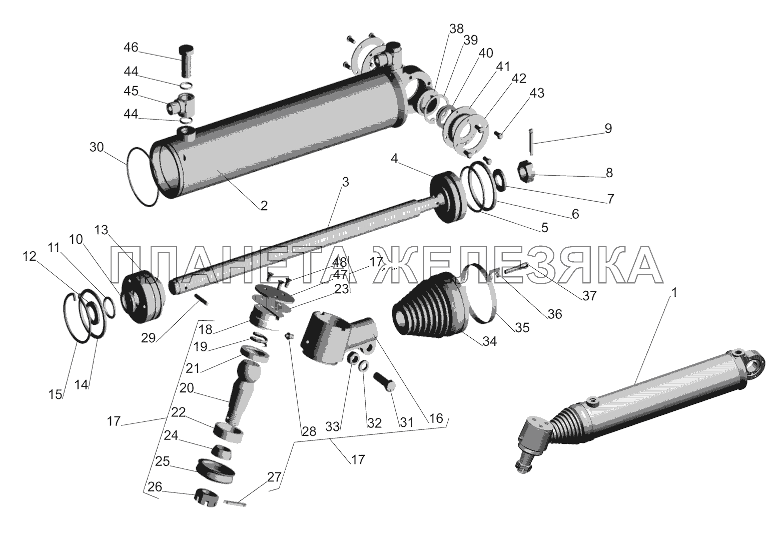 Цилиндр гидравлический 64221-3405004, 641808-3405004 МАЗ-530905