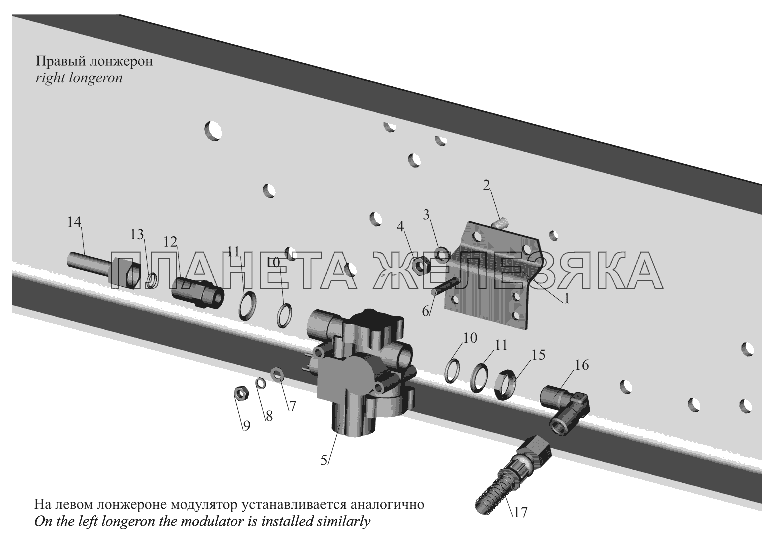 Установка задних модуляторов и присоединительной арматуры МАЗ-530905
