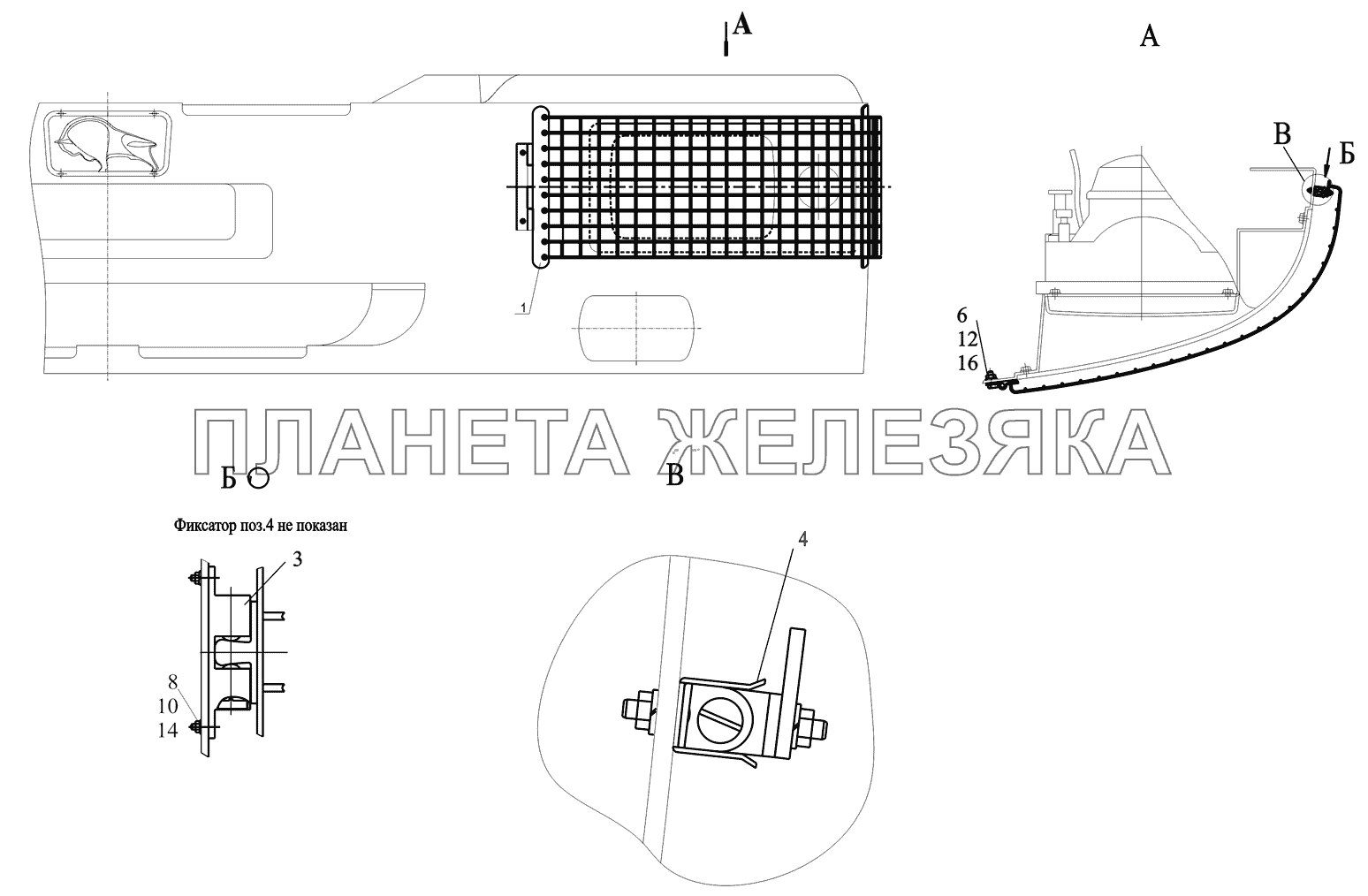 Установка защитной решетки фар 641808-3700174 МАЗ-530905