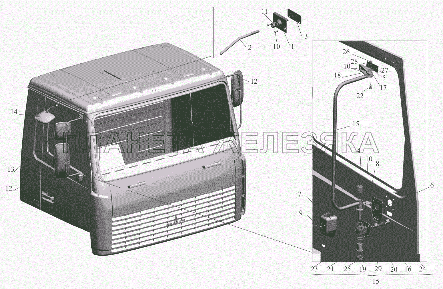 Установка зеркал 6430-8200005 МАЗ-530905