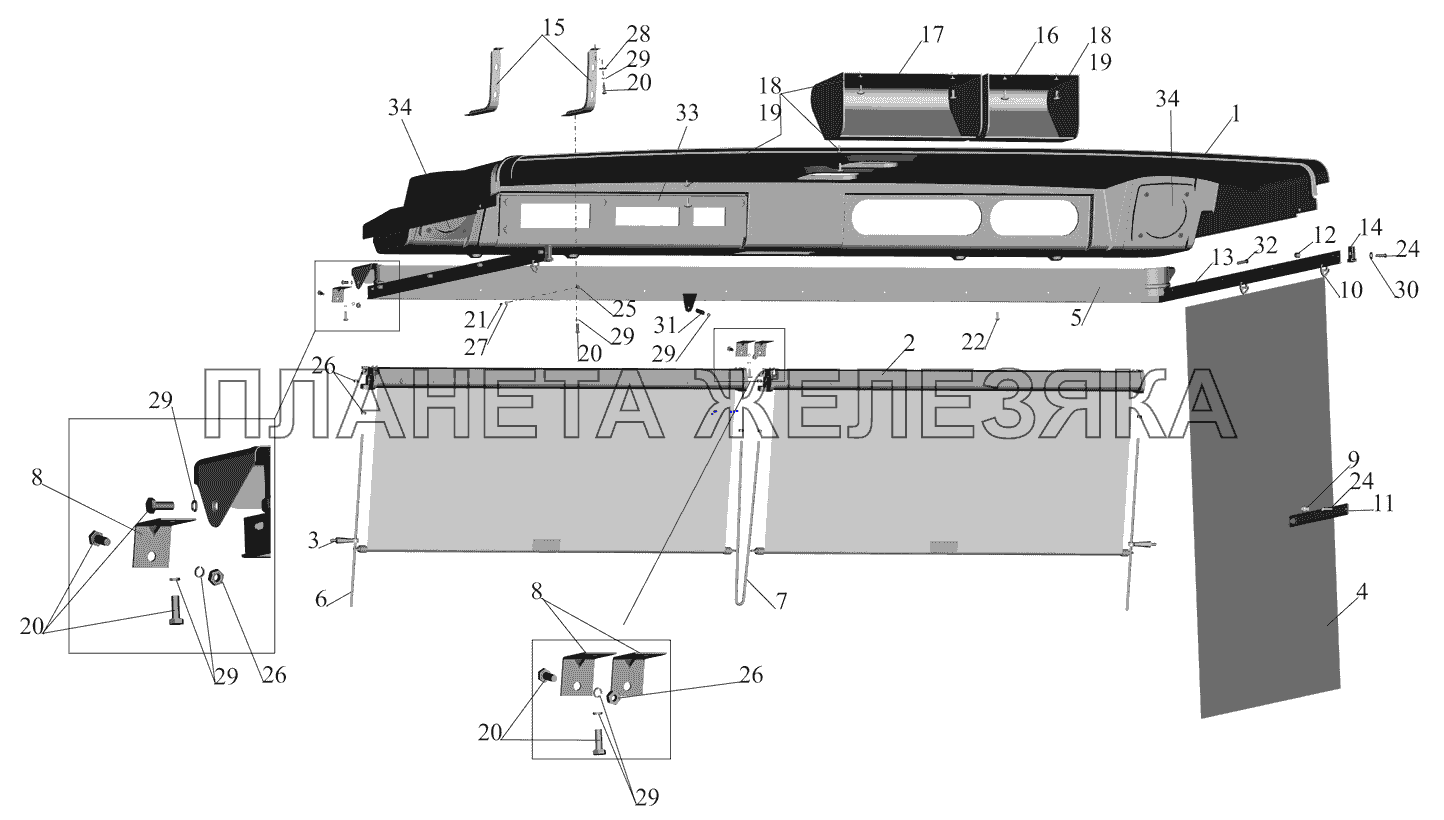 Установка полки и штор 6501-8200034 МАЗ-530905