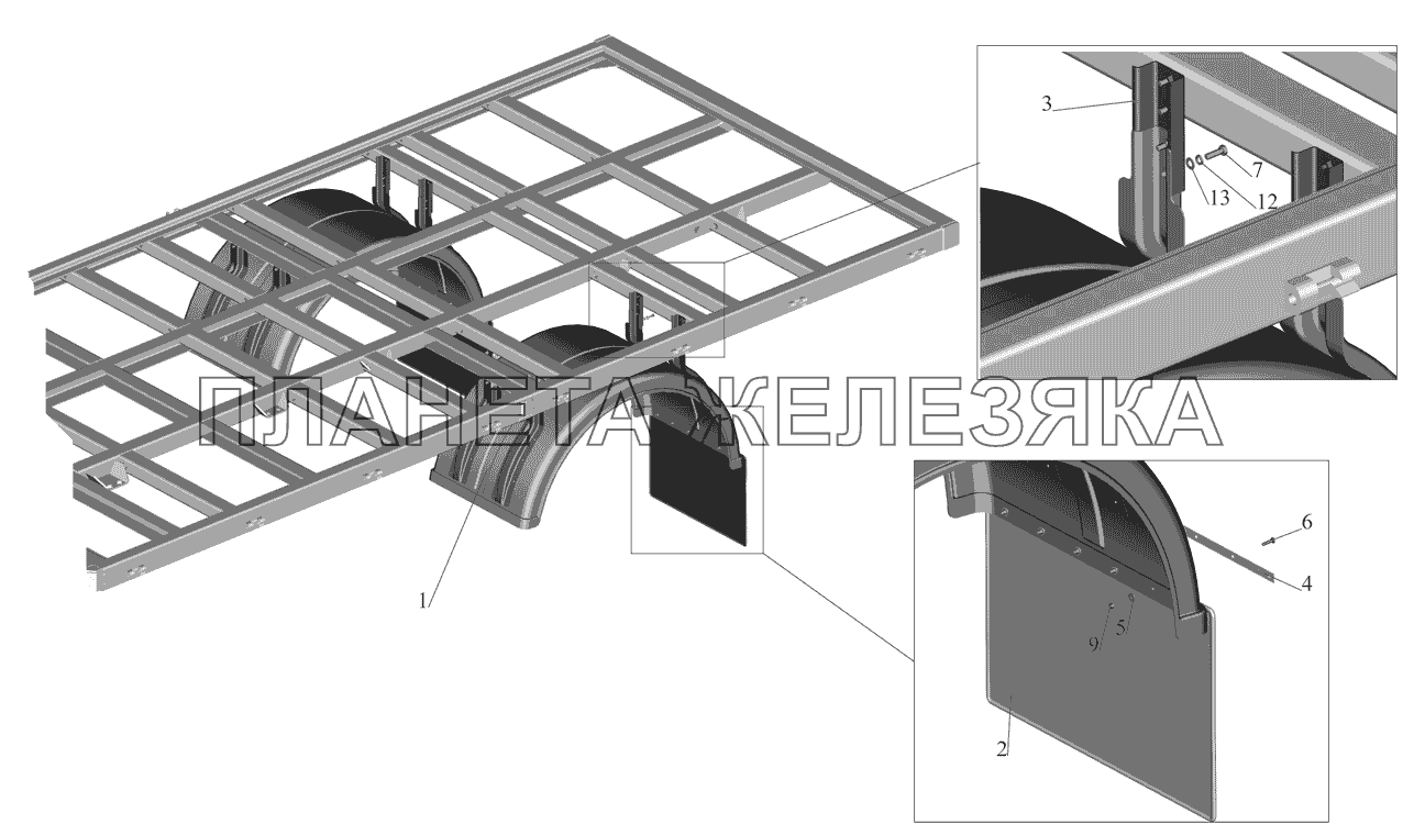 Установка брызговиков 530905-8500048 МАЗ-530905