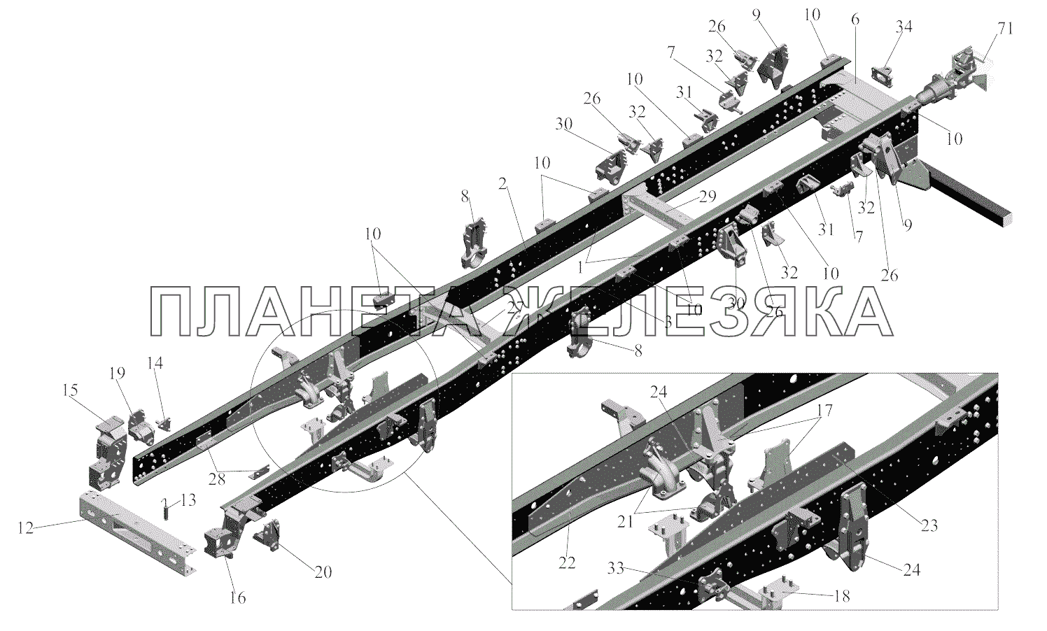 Рамы 530905-2800010-010, 530905-2800010-011, 530905-2800010-020, 530905-2800010-021 МАЗ-530905