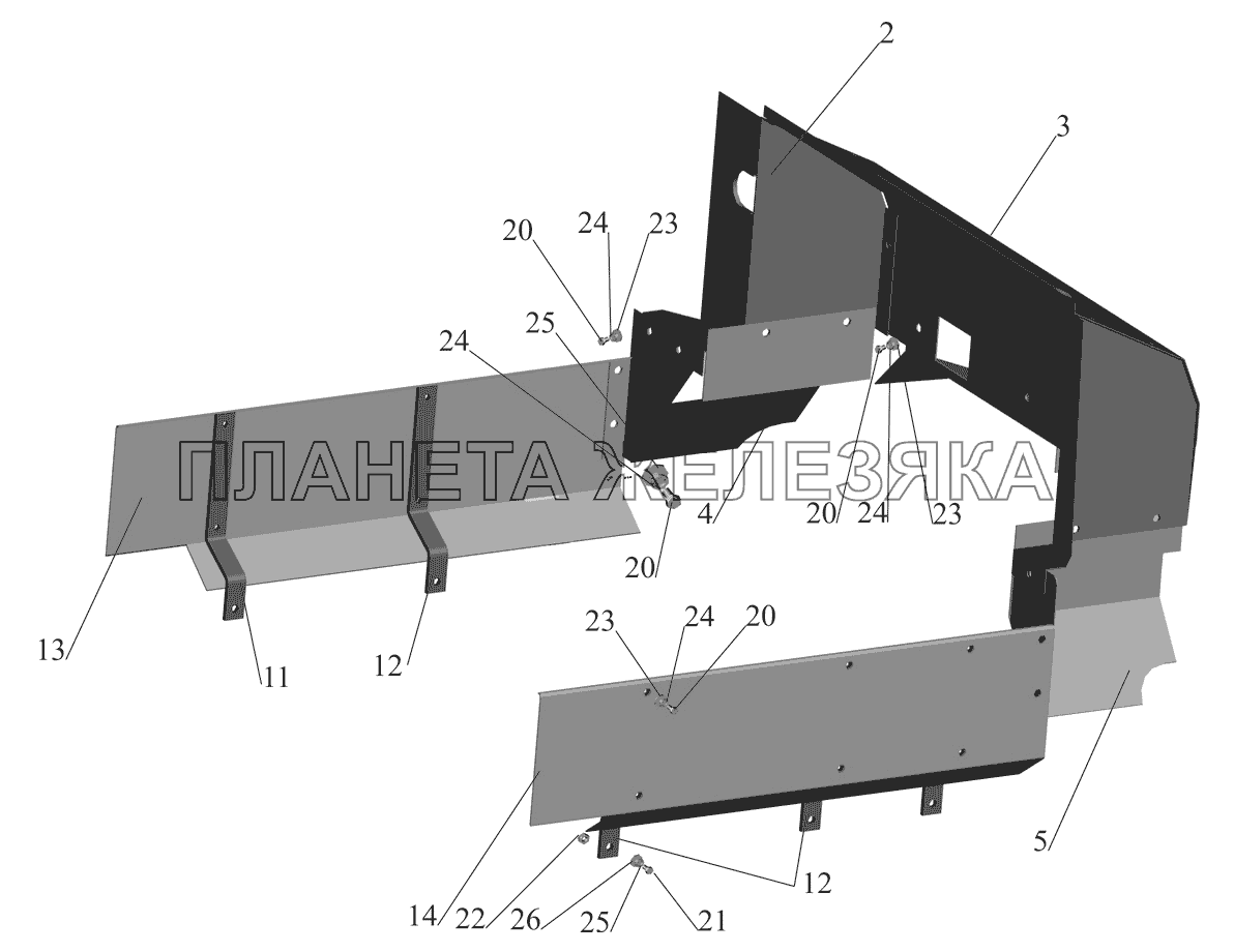 Установка шумоизоляционных экранов 630208-1061003-005 МАЗ-530905