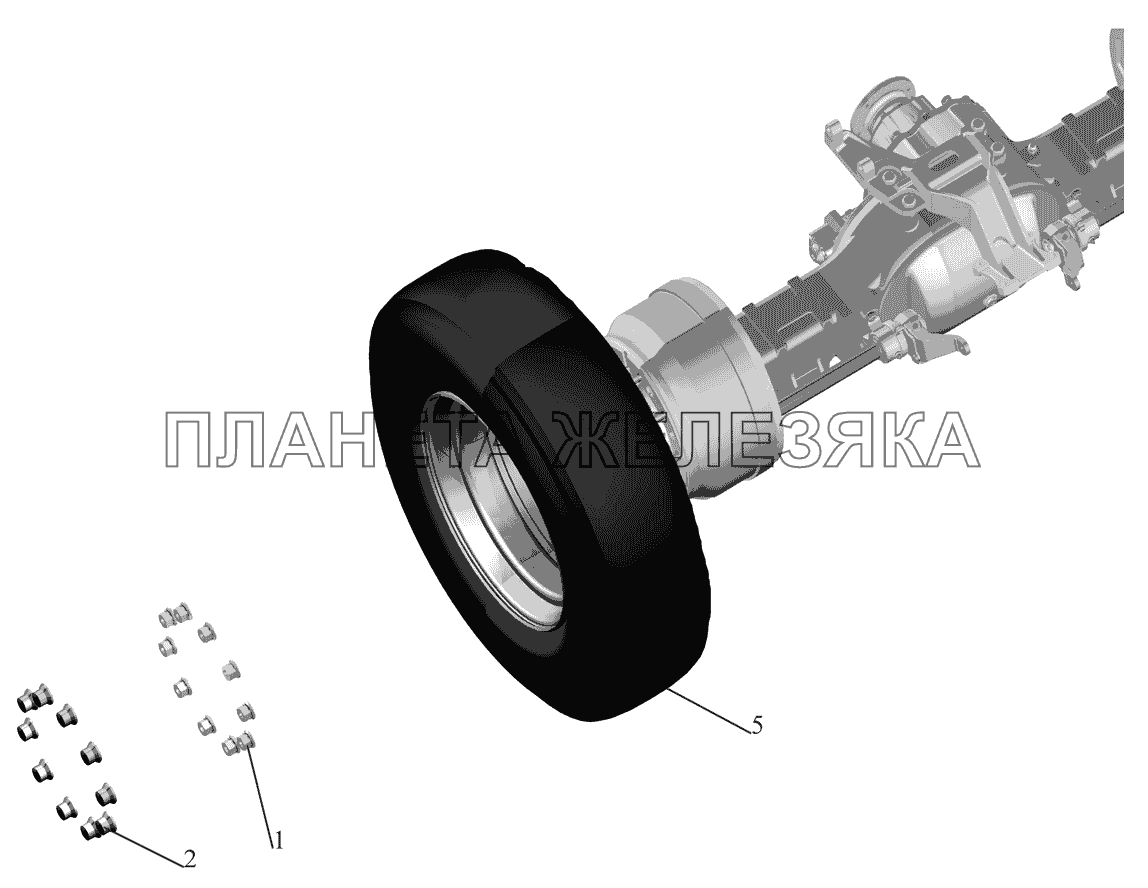 Установка задних колес МАЗ-530905