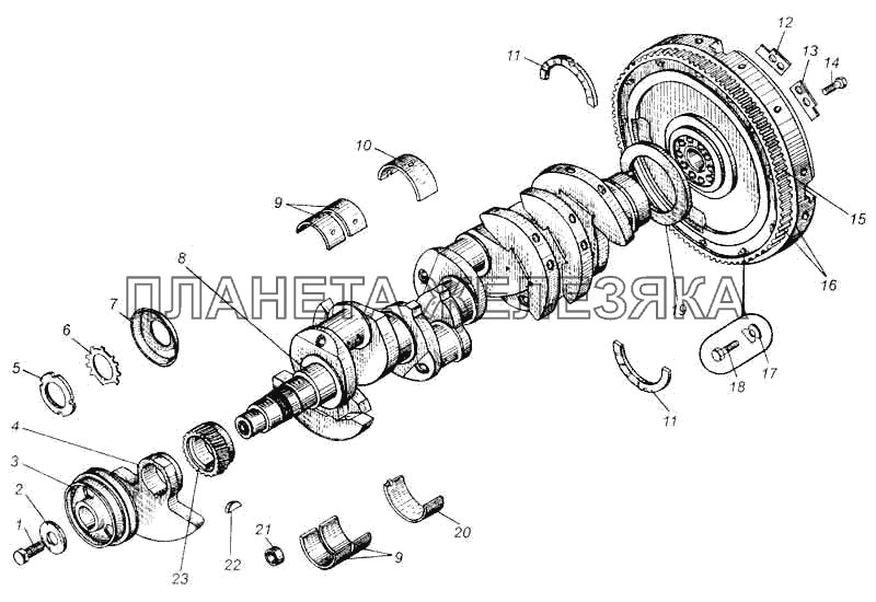 Вал коленчатый и маховик ЯМЗ-238 МАЗ-5335