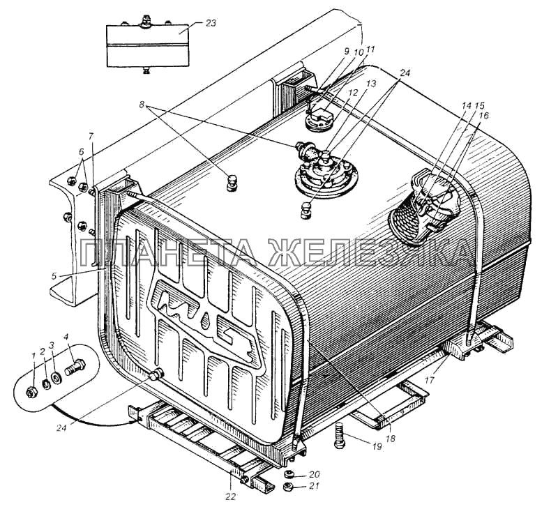 Бак топливный и его установка автомобиля МАЗ-509А МАЗ-5335